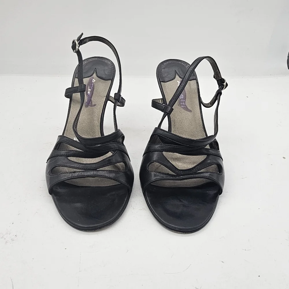 Amalfi by Rangoni Strappy Heels | Black Leather | Made in Italy | Size 5.5